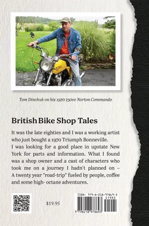 The back cover of the book British Bike Shop Tales